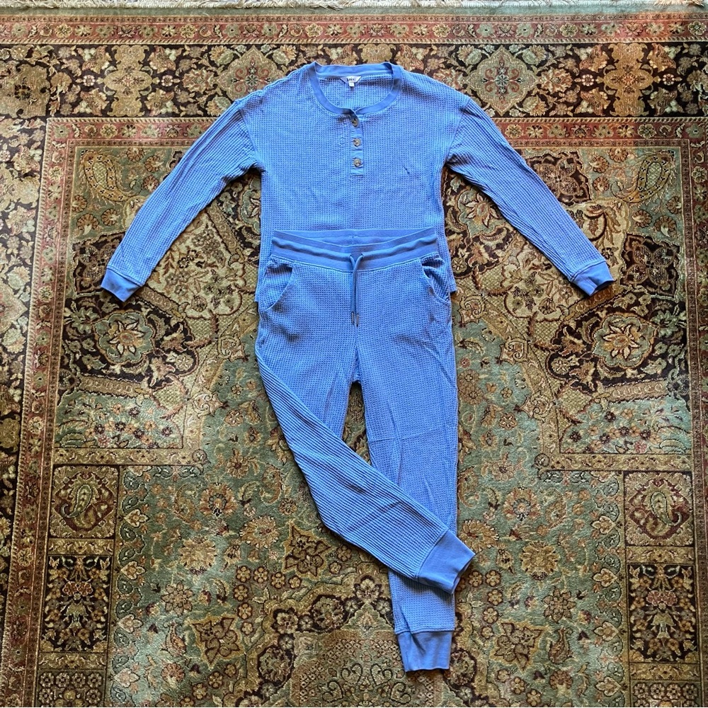 Knix Soft Blue Waffle Knit Pajama Set